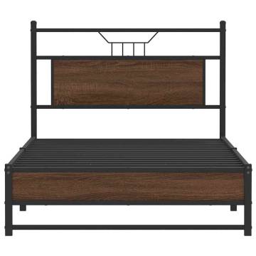 Brown Oak Bed Frame 100x200 cm | Durable Engineered Wood