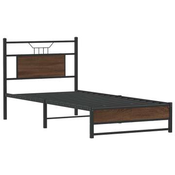 Brown Oak Bed Frame 80x200 cm - Durable Engineered Wood