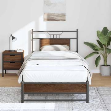 Brown Oak Bed Frame 80x200 cm - Durable Engineered Wood