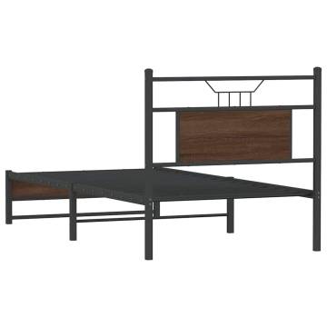 Brown Oak Bed Frame 80x200 cm - Durable Engineered Wood