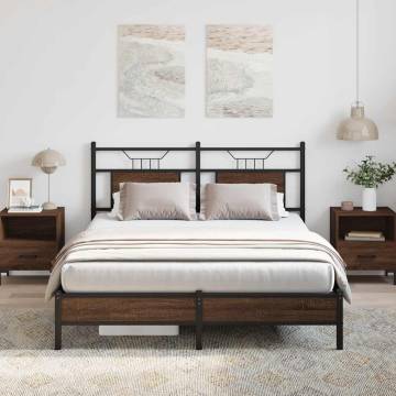 Brown Oak Bed Frame 140x200 cm - Durable & Stylish | Hipo Market