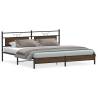 Brown Oak Metal Bed Frame 193x203 cm - Durable & Stylish