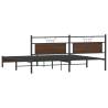 Brown Oak Metal Bed Frame 193x203 cm - Durable & Stylish