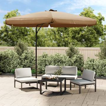 Outdoor Parasol with Steel Pole - 300 cm Taupe | HipoMarket