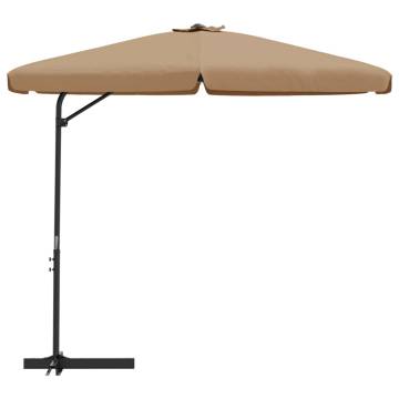 Outdoor Parasol with Steel Pole - 300 cm Taupe | HipoMarket