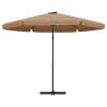 Outdoor Parasol with Steel Pole - 300 cm Taupe | HipoMarket