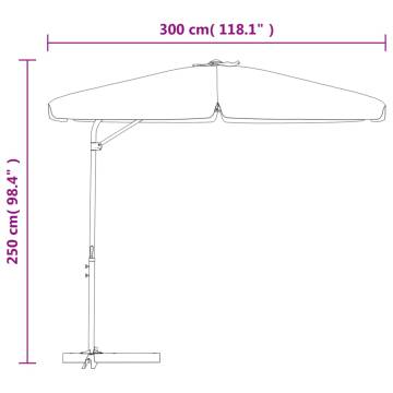 Outdoor Parasol with Steel Pole - 300 cm Taupe | HipoMarket