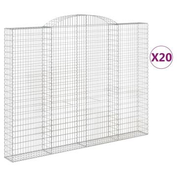 Arched Gabion Baskets | 20 pcs Galvanised Iron for Gardens