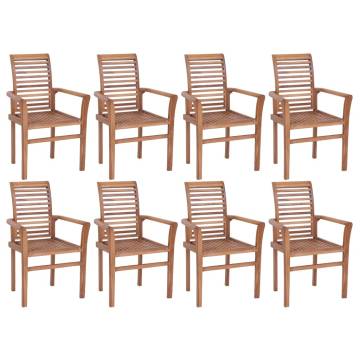 Stacking Dining Chairs - 8 pcs Solid Teak Wood | HipoMarket