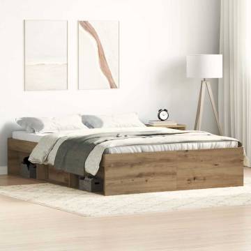 Stylish Artisan Oak Bed Frame 135x190 cm - HipoMarket