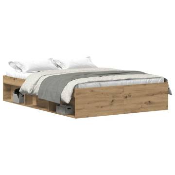 Stylish Artisan Oak Bed Frame 135x190 cm - HipoMarket