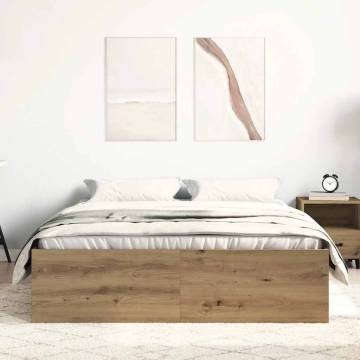 Stylish Artisan Oak Bed Frame 135x190 cm - HipoMarket