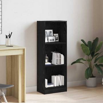 Stylish Black Oak Bookcase - Durable Engineered Wood Storage