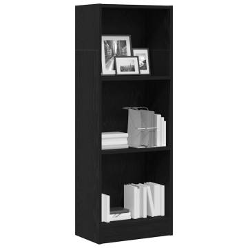 Stylish Black Oak Bookcase - Durable Engineered Wood Storage