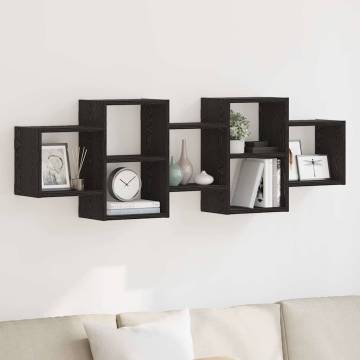 Wall Shelf Black Oak 129x18x42 cm - Stylish & Durable Storage