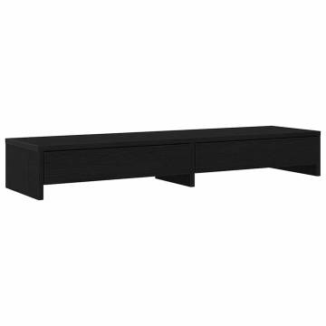 Monitor Stand with Drawers - Black Oak, 100x27x15cm