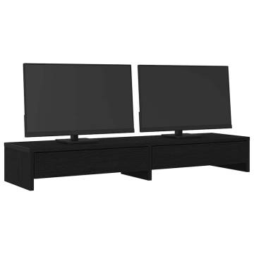 Monitor Stand with Drawers - Black Oak, 100x27x15cm