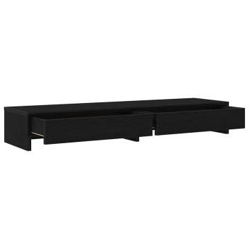 Monitor Stand with Drawers - Black Oak, 100x27x15cm