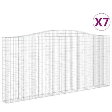 Arched Gabion Baskets - 7 pcs Galvanised Iron | Hipomarket