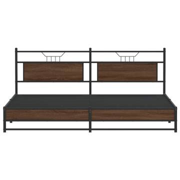 Metal Bed Frame without Mattress - Brown Oak 200x200 cm