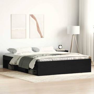 Black Oak Bed Frame 160x200 cm - Durable & Stylish Sleep Solution