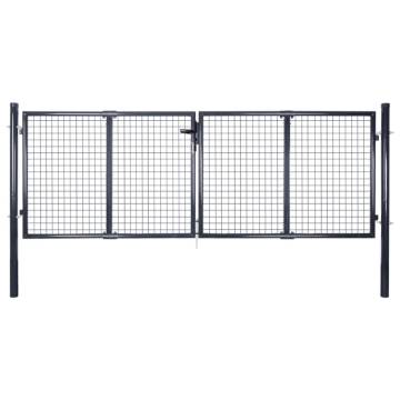 Sturdy Mesh Garden Gate - Galvanised Steel Grey 289x125 cm