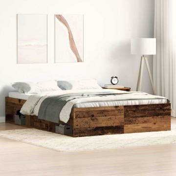 Old Wood Bed Frame 135x190 cm - Durable & Stylish