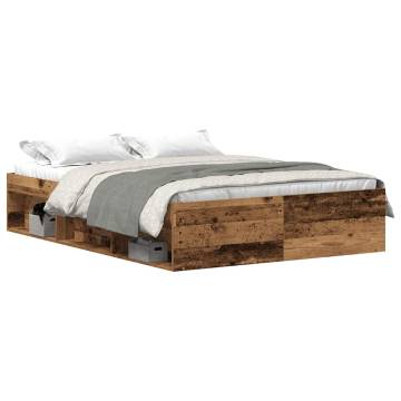 Old Wood Bed Frame 135x190 cm - Durable & Stylish