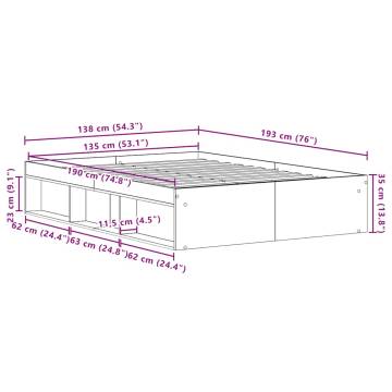 Old Wood Bed Frame 135x190 cm - Durable & Stylish