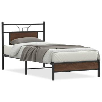 Brown Oak Bed Frame 90x200 cm - Stylish and Durable Design