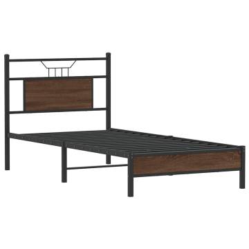 Brown Oak Bed Frame 90x200 cm - Stylish and Durable Design