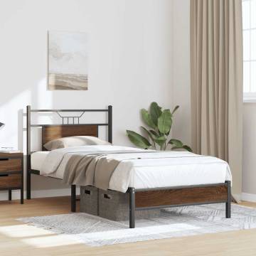 Brown Oak Bed Frame 90x200 cm - Stylish and Durable Design