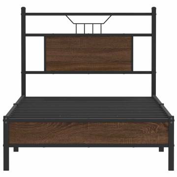 Brown Oak Bed Frame 90x200 cm - Stylish and Durable Design