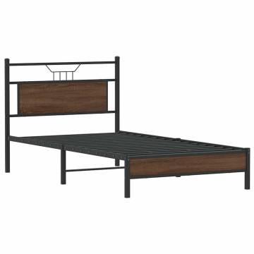 Brown Oak Bed Frame 100x200 cm - Durable & Stylish