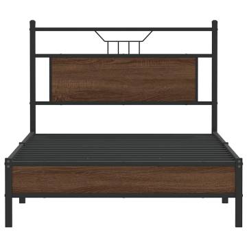 Brown Oak Bed Frame 100x200 cm - Durable & Stylish