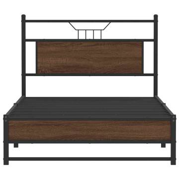 Brown Oak Bed Frame 100x190 cm - Stylish & Durable Design