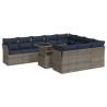 11 Piece Grey Poly Rattan Garden Sofa Set with Cushions - Hipo Market