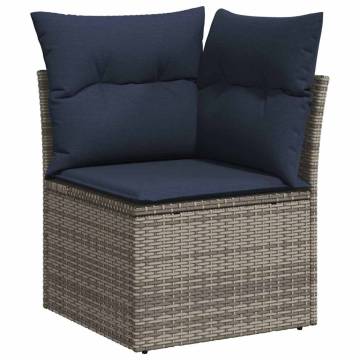 11 Piece Grey Poly Rattan Garden Sofa Set with Cushions - Hipo Market