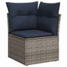 5 Piece Garden Sofa Set - Grey Poly Rattan with Cushions