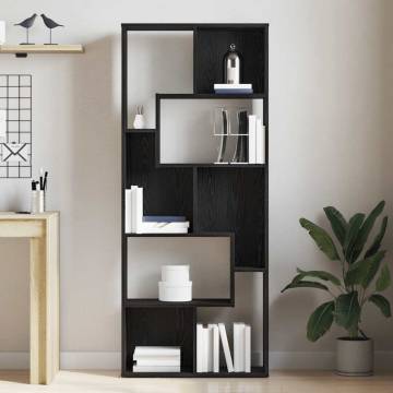 Stylish Black Oak Bookcase - 67x24x161 cm Engineered Wood