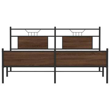 Brown Oak Metal Bed Frame - 183x213 cm | HipoMarket UK