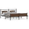 Brown Oak Metal Bed Frame 160x200 cm - Durable & Stylish