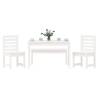 4 Piece Garden Dining Set - White Solid Wood Pine