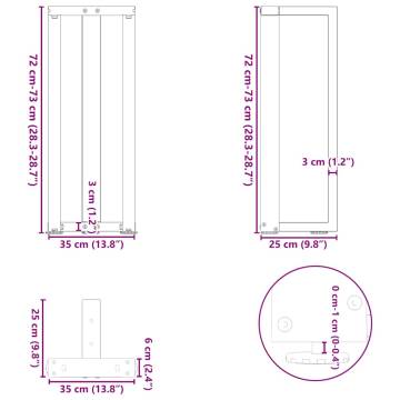 T-Shaped Console Table Legs - Natural Steel - 2 pcs | HipoMarket