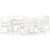 7 Piece Garden Dining Set - White Solid Wood Pine