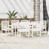 7 Piece Garden Dining Set - White Solid Wood Pine