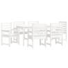 7 Piece Garden Dining Set - White Solid Wood Pine