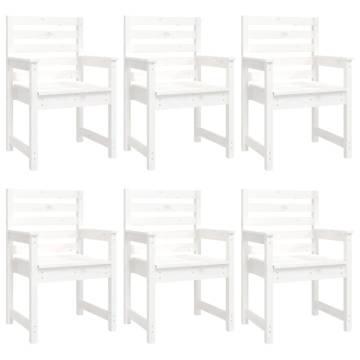 7 Piece Garden Dining Set - White Solid Wood Pine