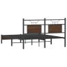 Brown Oak Bed Frame 140x190 cm - Engineered Wood Design