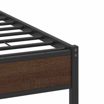 Brown Oak Bed Frame 140x190 cm - Engineered Wood Design